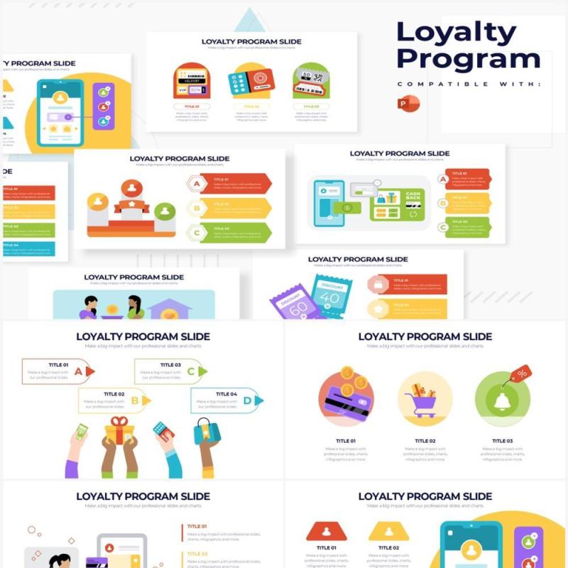 创意卡通客户忠诚度策划PPT信息图素材Loyalty Program Powerpoint Infographics