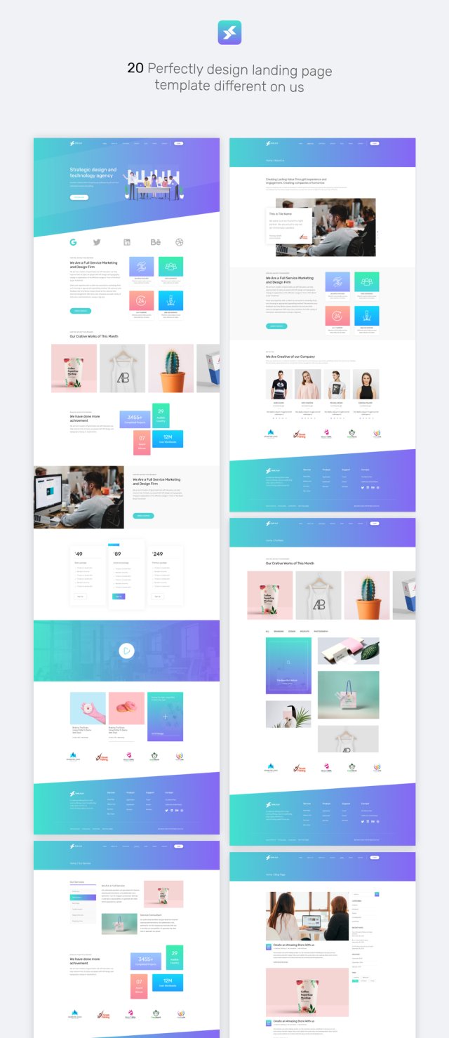 XD模板非常适合您的下一个Web项目。，Digital Agency Landing Template