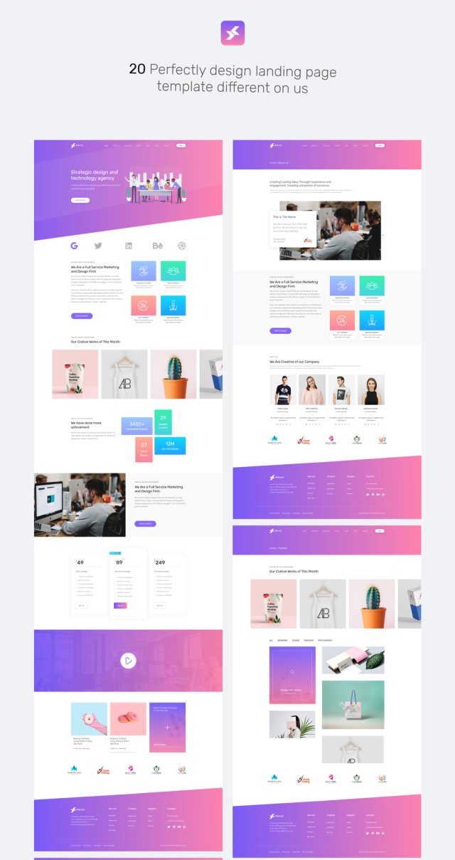 XD模板非常适合您的下一个Web项目。，Digital Agency Landing Template