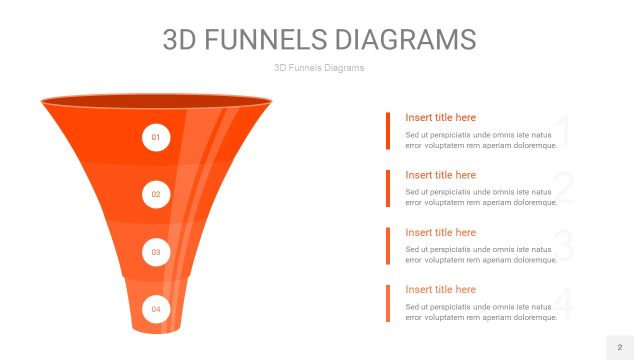 橘红色3D漏斗PPT信息图表2