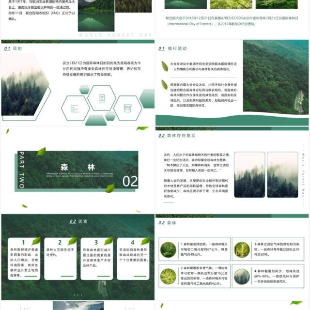 清新简约风世界森林日宣传介绍PPT模板 清新简约风世界森林日宣传介绍PPT模板