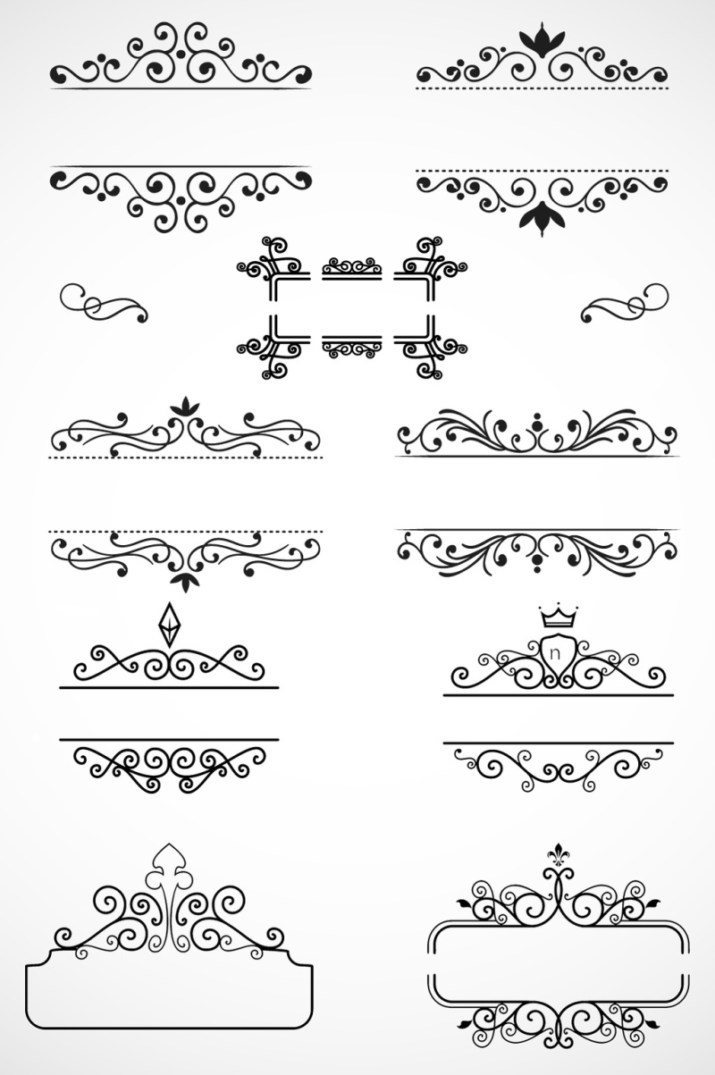 欧式边框标签矢量图欧式花纹花边设计元素