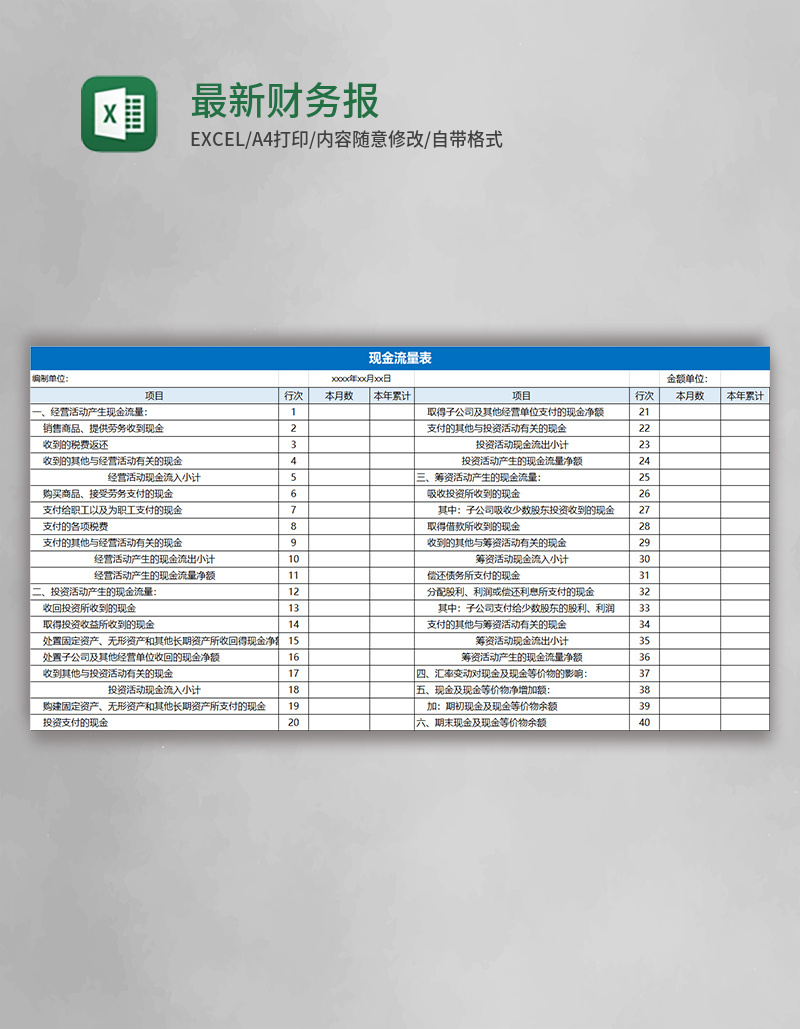 最新财务报表模板