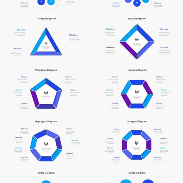 浅色系蓝色圆形流程步骤关系图PPT素材 Infographic Blue