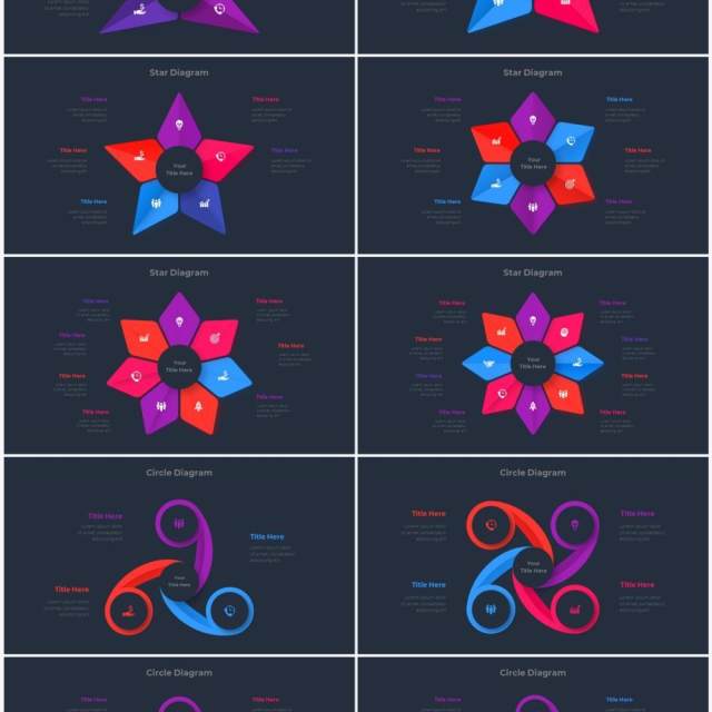 深色背景红色蓝色圆形结构图并列关系信息图表PPT元素素材Infographic Red Blue 深色背景红色蓝色圆形结构图并列关系信息图表PPT元素素材Infographic Red Blue