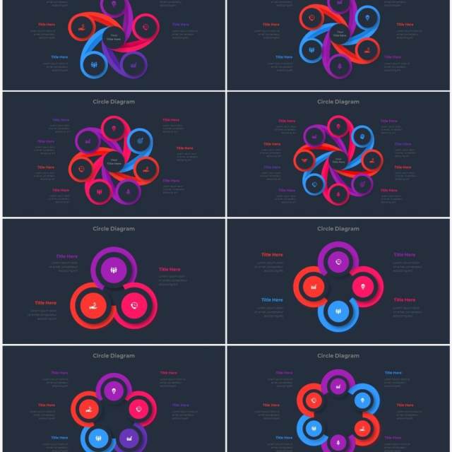 深色背景红色蓝色圆形结构图并列关系信息图表PPT元素素材Infographic Red Blue 深色背景红色蓝色圆形结构图并列关系信息图表PPT元素素材Infographic Red Blue