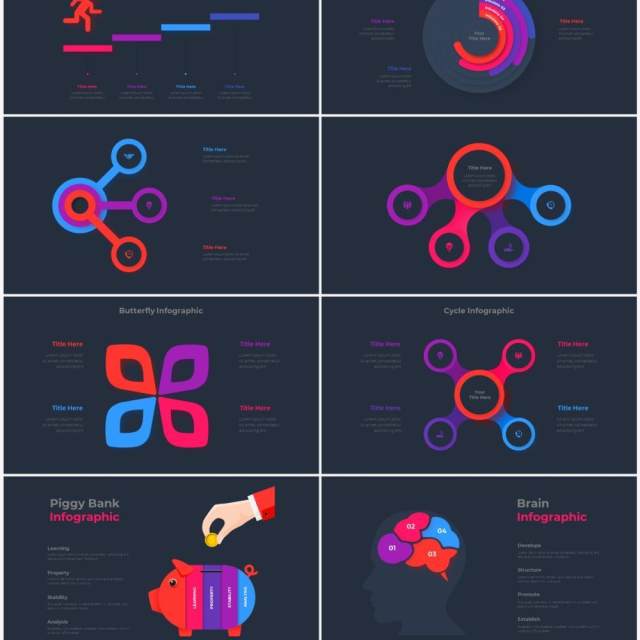 深色背景红色蓝色圆形结构图并列关系信息图表PPT元素素材Infographic Red Blue 深色背景红色蓝色圆形结构图并列关系信息图表PPT元素素材Infographic Red Blue
