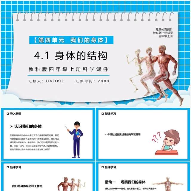 教科版四年级科学上册身体的结构课件PPT模板 教科版四年级科学上册身体的结构课件PPT模板