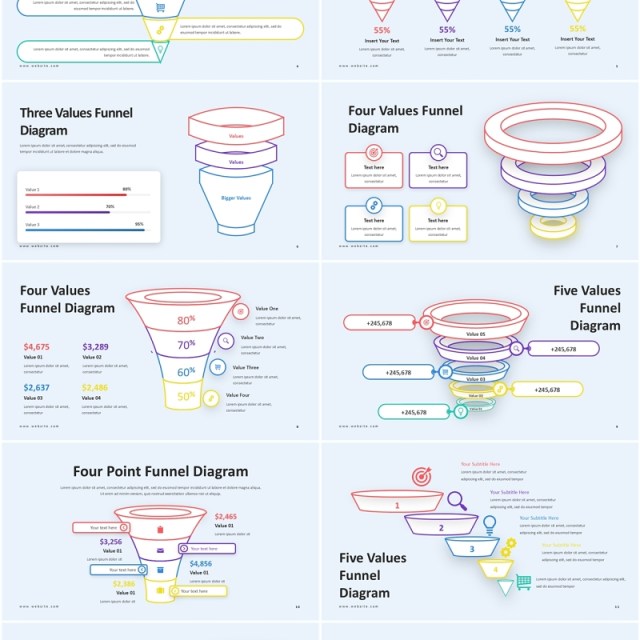 四个模块漏斗图PPT模板Funnel Diagram - Presentation Template