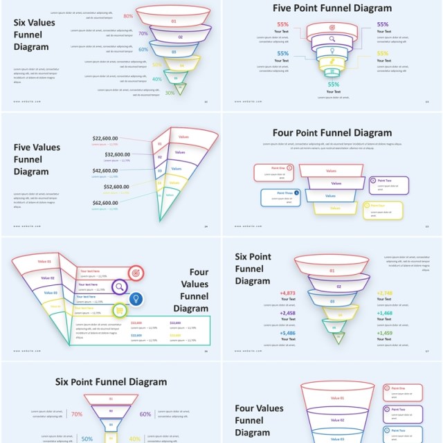 四个模块漏斗图PPT模板Funnel Diagram - Presentation Template