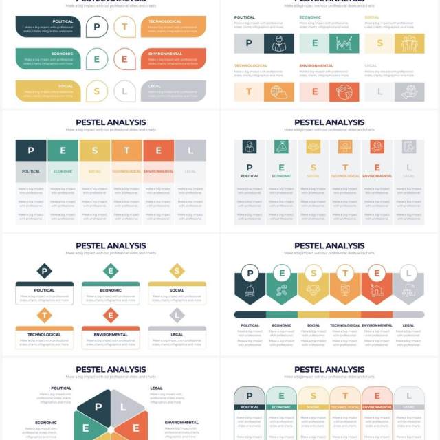 多彩PESTEL分析模型大环境分析PPT信息图形素材PESTEL Analysis Powerpoint Infographics