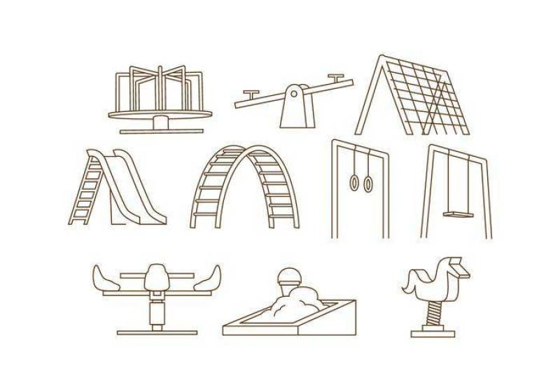  游乐场线图标矢量