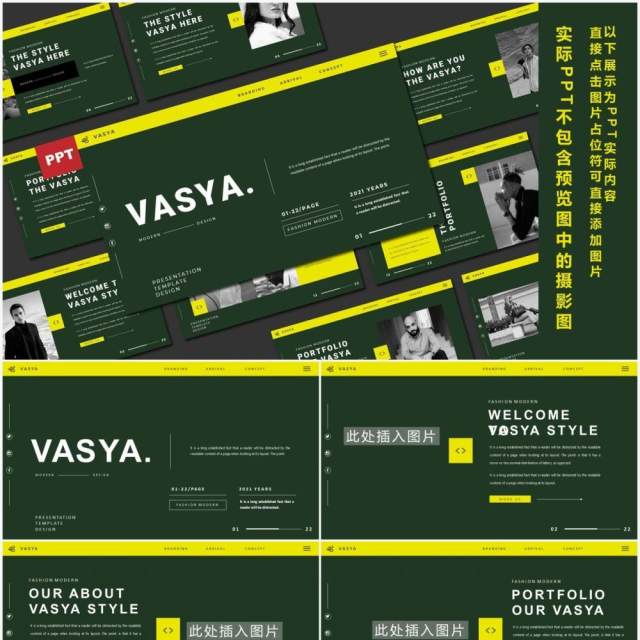 欧美个人简历工作报告通用PPT模板VASYA Powerpoint Template