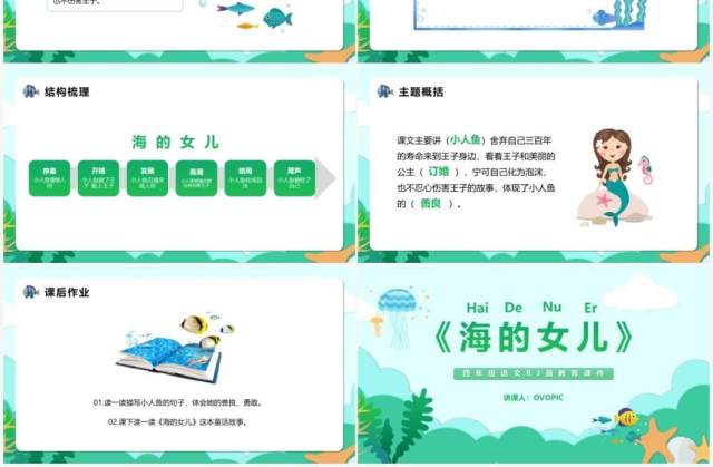 部编版四年级语文下册海的女儿课件PPT模板 部编版四年级语文下册海的女儿课件PPT模板