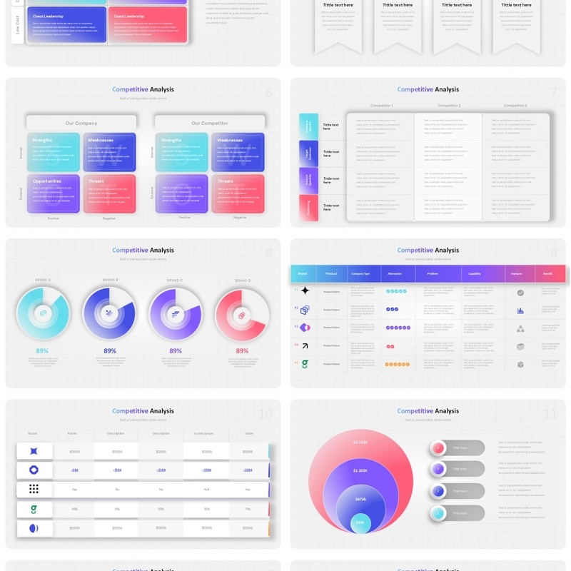 竞争力分析信息图PPT模板素材Competitive Analysis Presentation Templates