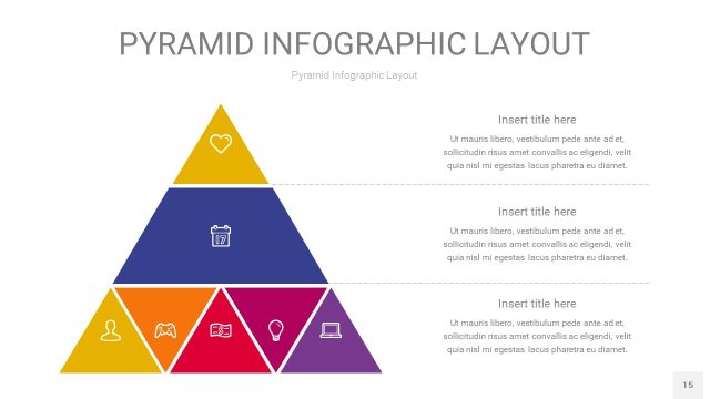 红黄色3D金字塔PPT信息图表15