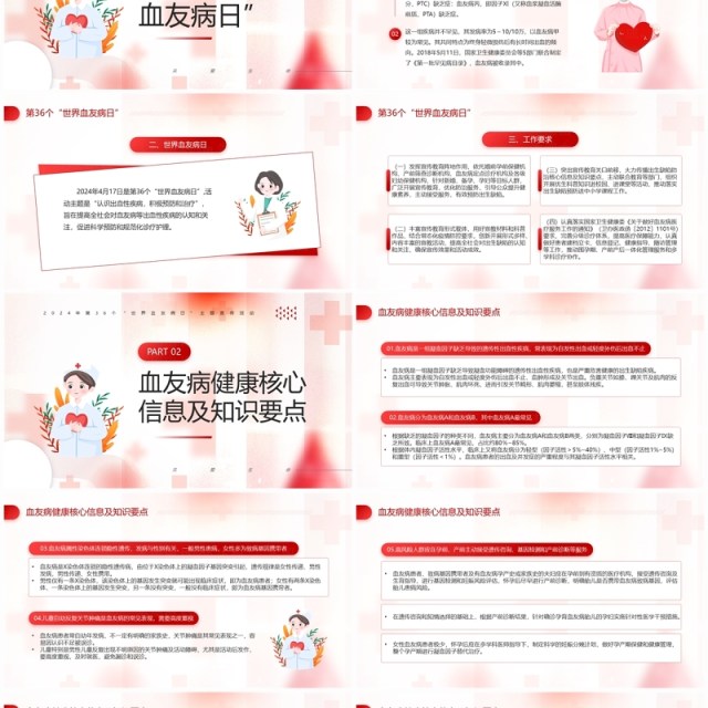 红色简约风世界血友病日主题宣传PPT模板 红色简约风世界血友病日主题宣传PPT模板