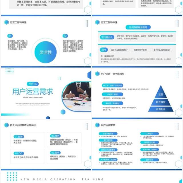蓝色商务风新媒体运营培训PPT模板