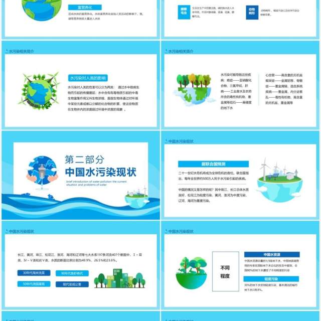 中国水污染简介中国水污染现状面临的问题动态PPT模板 中国水污染简介中国水污染现状面临的问题动态PPT模板