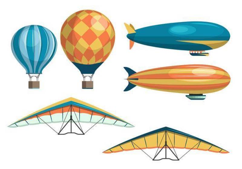 飞船，气球和风筝矢量集合的集