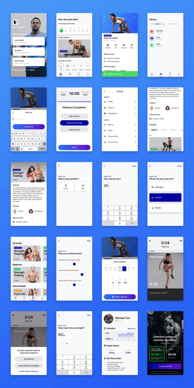 健康与健身，Foxy Fitness UI Kit