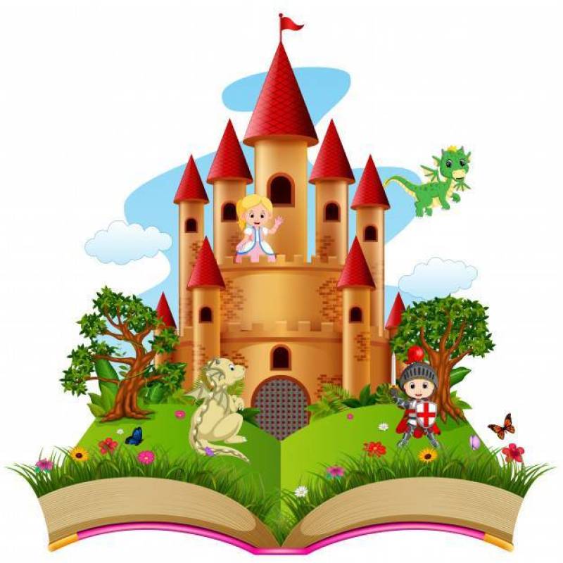 城堡与龙和故事书中的骑士