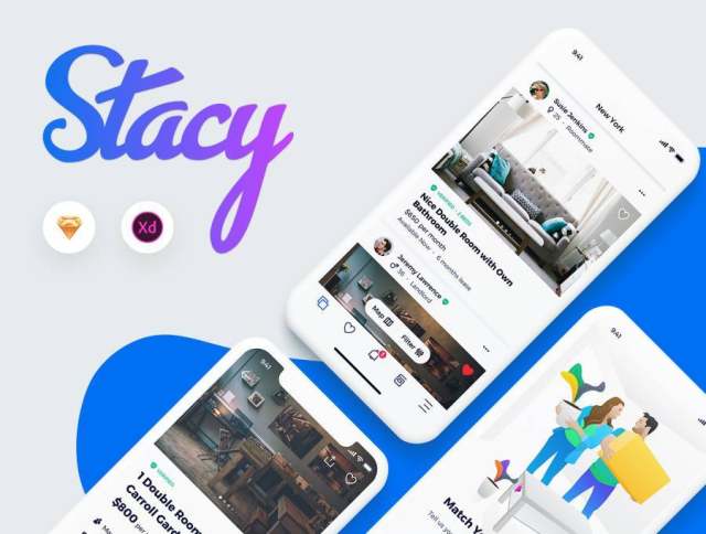 用于租赁房间和寻找的iOS App UI套件?室友。,Stacy Roommate UI套件 用于租赁房间和寻找的iOS App UI套件?室友。,Stacy Roommate UI套件