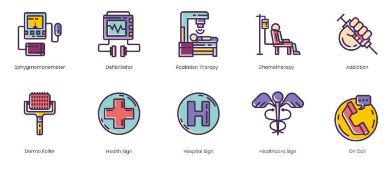 105医疗和医疗相关设计项目的美丽图标。，105医疗图标