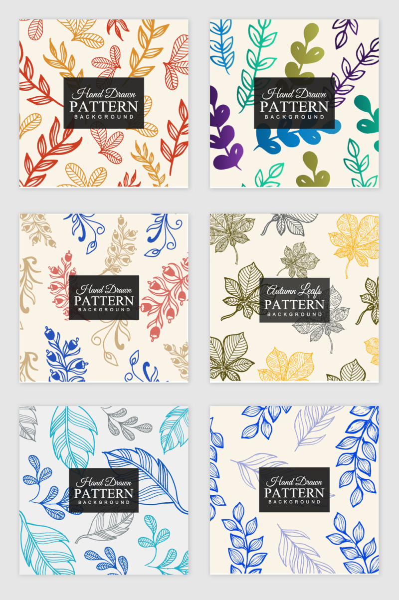 手绘春季花卉树叶设计素材