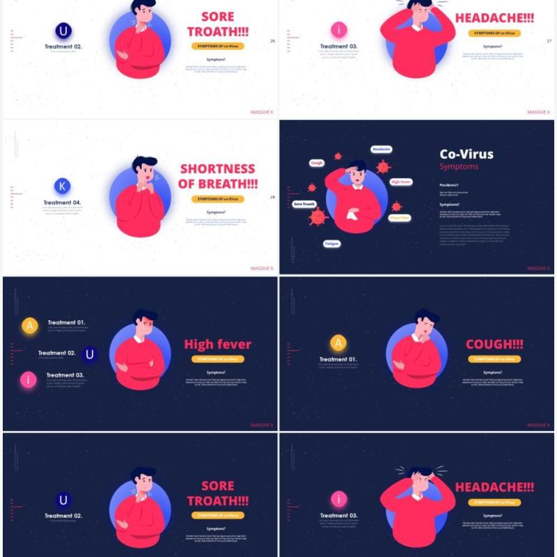 相同病毒传染病信息图PPT素材图形设计Infographic of Co-Virus Contagion