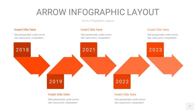 橘红色箭头PPT信息图表7
