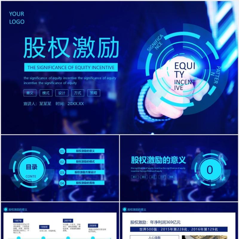 企业公司股权激励的意义模式方案设计动态PPT模板