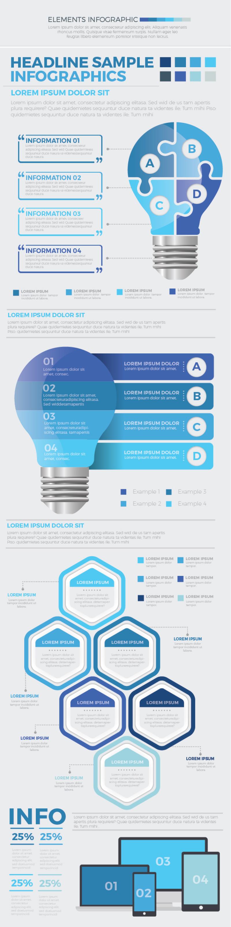 超级蓝色信息图表设计素材 Mega Blue Infographics