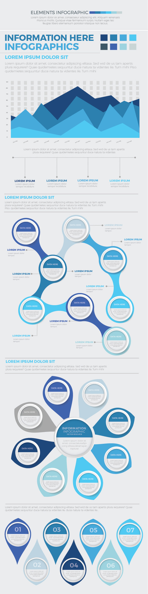 超级蓝色信息图表设计素材 Mega Blue Infographics