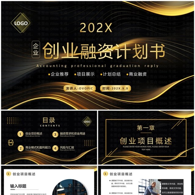 黑金商务风创业融资计划书PPT模板 黑金商务风创业融资计划书PPT模板