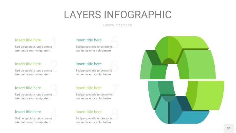 浅绿色3D分层PPT信息图55