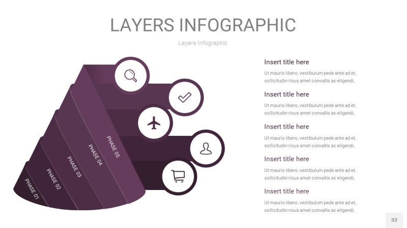 深紫色3D分层PPT信息图32