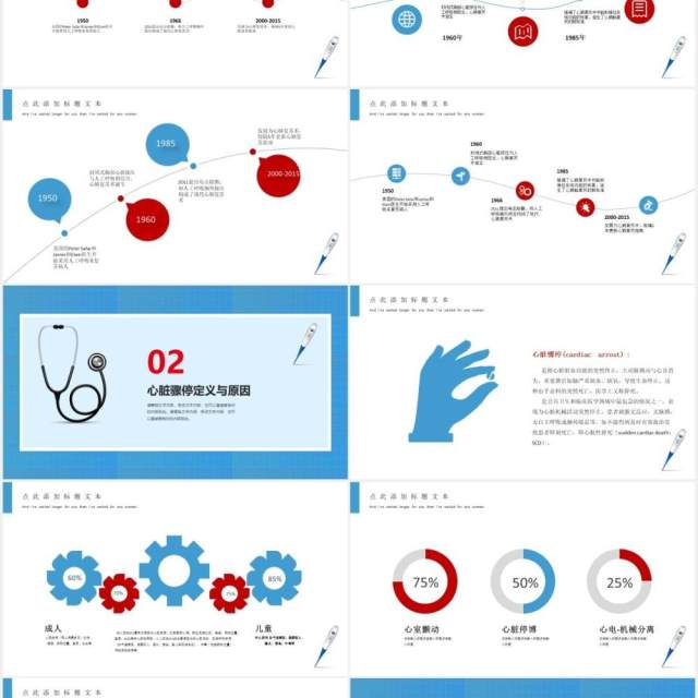 蓝色医学心肺复苏医疗健康培训PPT模板
