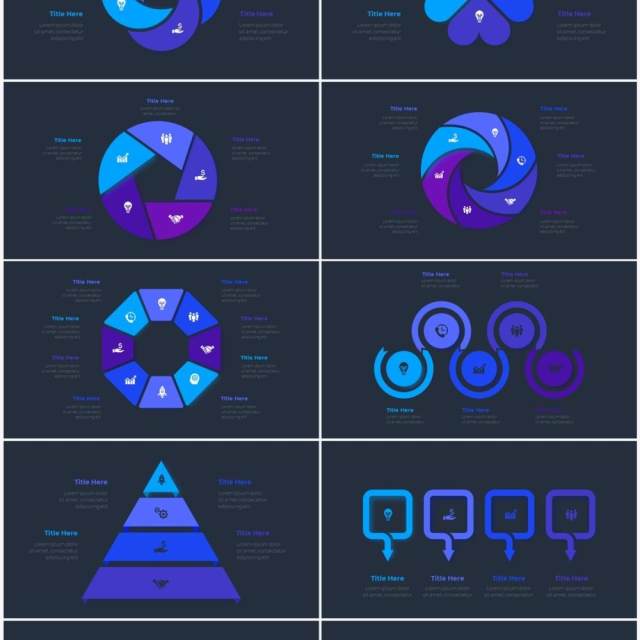 深色背景蓝色圆形循环关系时间轴PPT信息图表素材Infographic Blue 深色背景蓝色圆形循环关系时间轴PPT信息图表素材Infographic Blue