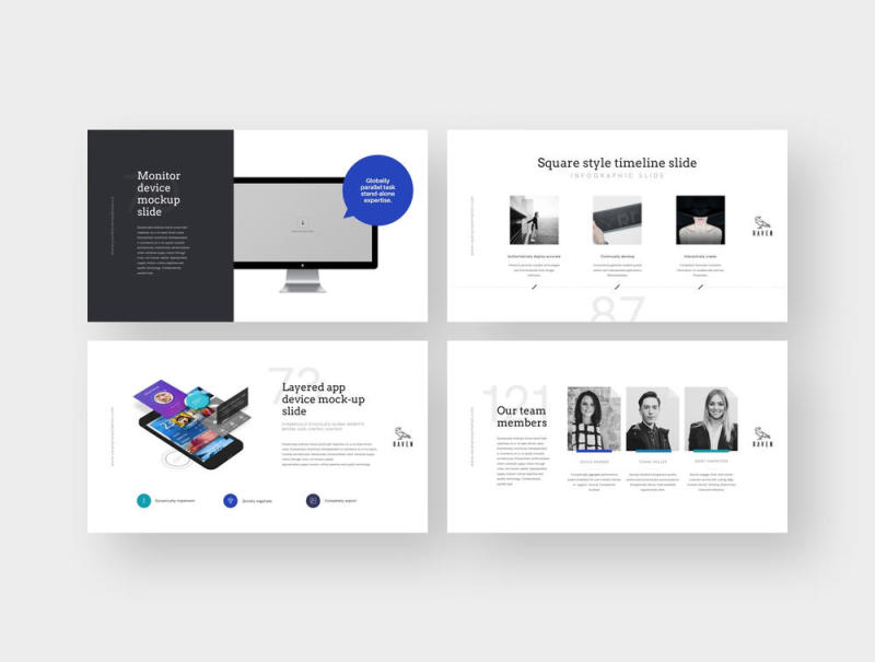 用于Keynote的125 +独特简约设计模板。，Raven Keynote Presentation