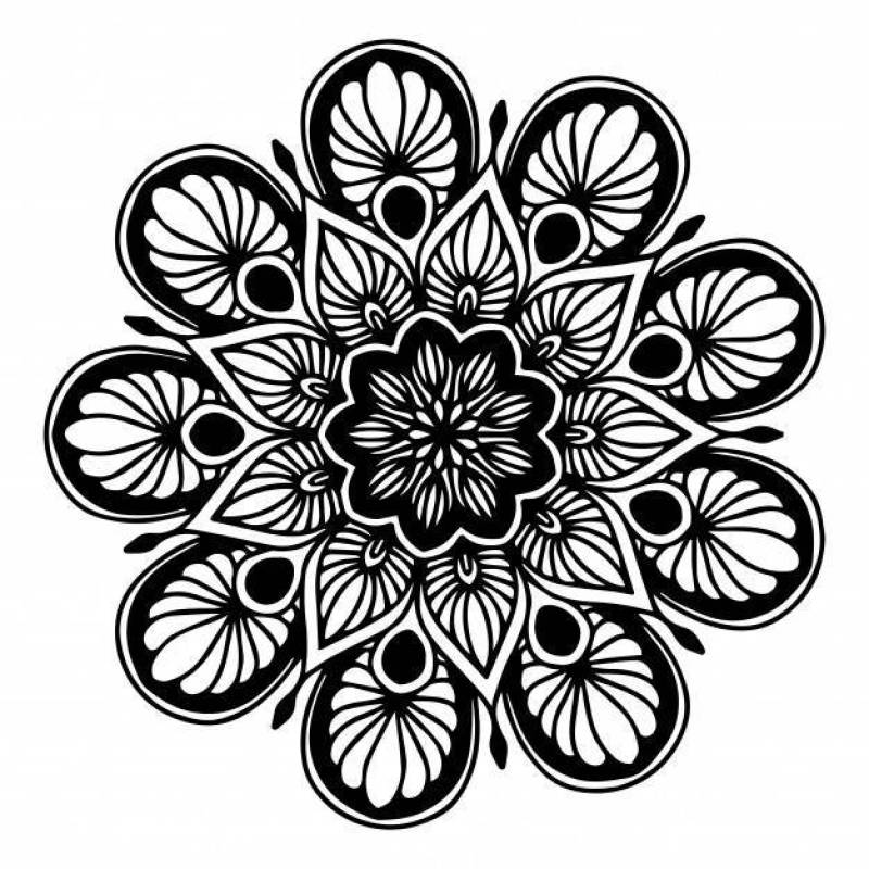 Mandalas coloring book, flower shape, Oriental therapy, Yoga logos.