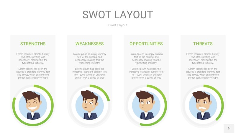 嫩绿色SWOT图表PPT6