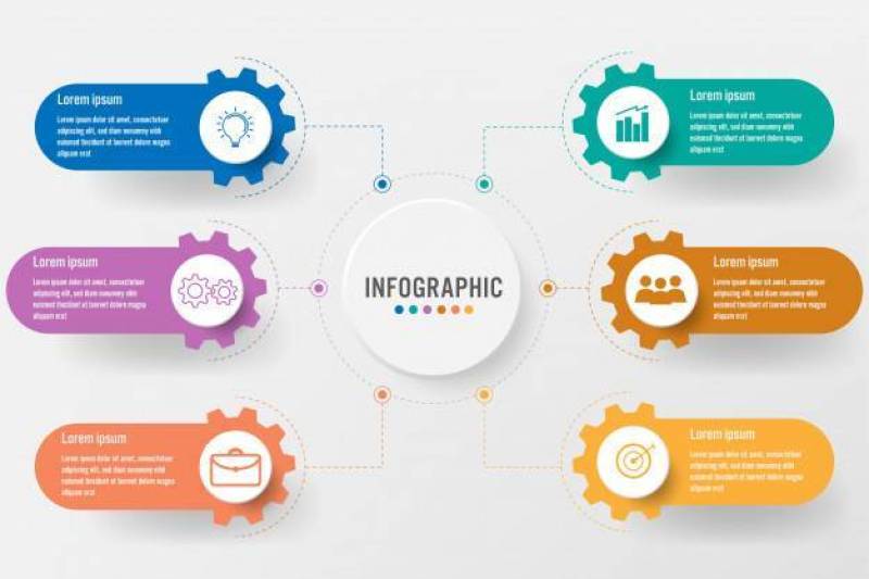 与6个选择齿轮形状的企业infographic模板
