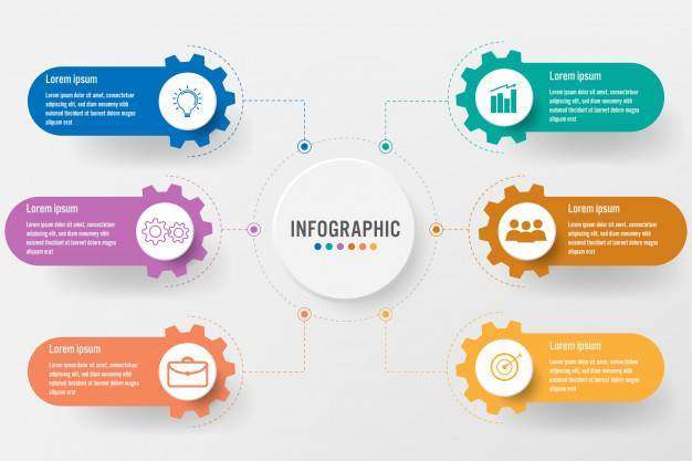 与6个选择齿轮形状的企业infographic模板