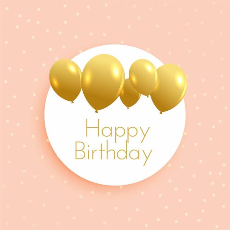 软的生日背景与金色的气球