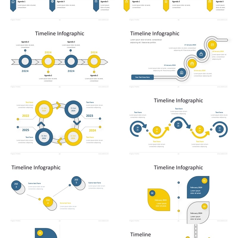 项目进度时间表信息图PPT模板Progess Timeline - Light Version (No Image)