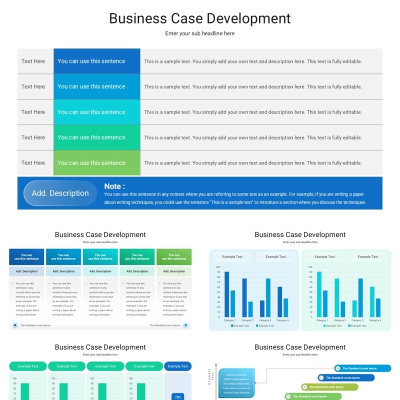 蓝绿色商业项目案例分析信息图ppt素材 蓝绿色商业项目案例分析信息图ppt素材