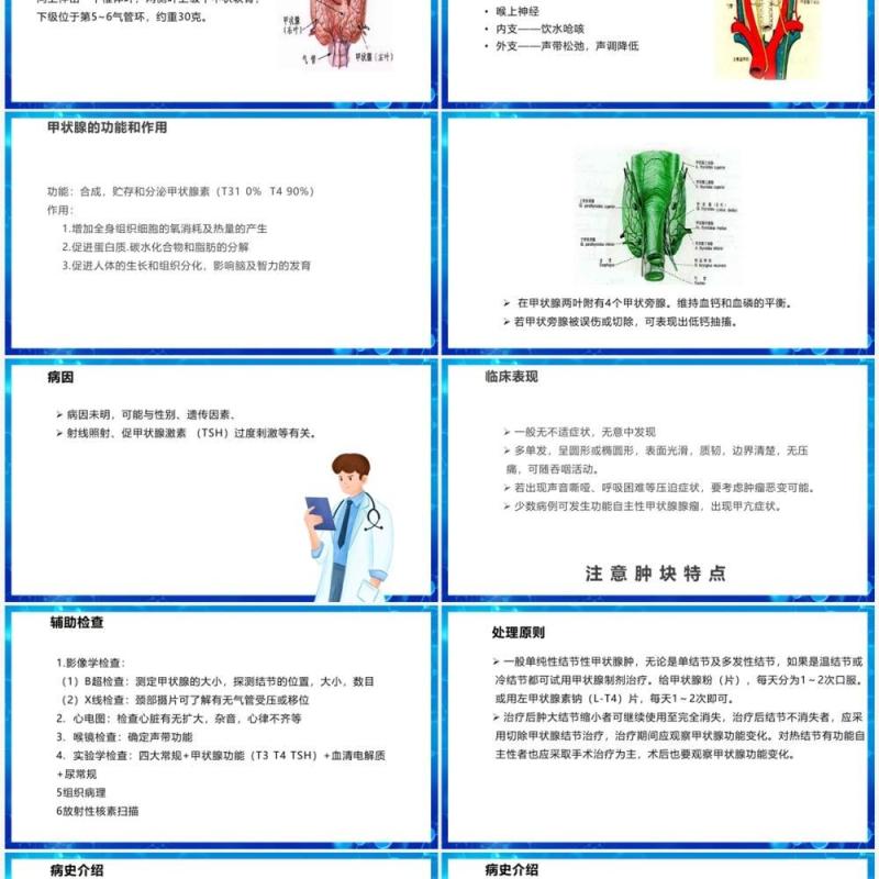 蓝色甲状腺结节介绍PPT模板