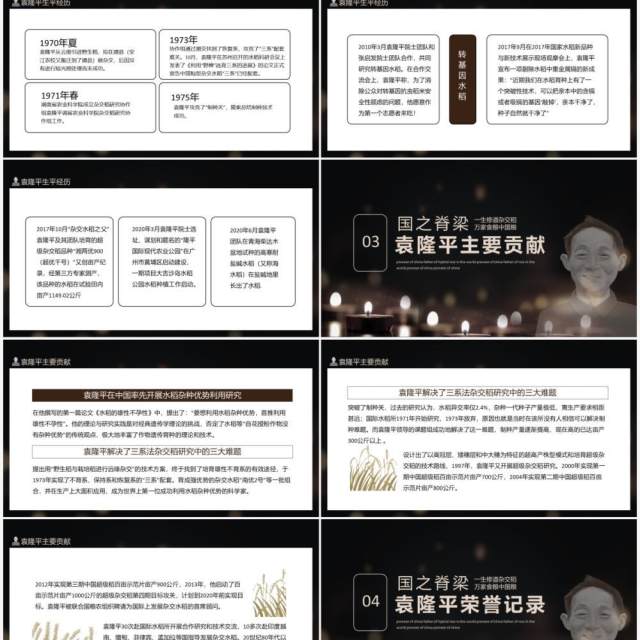 袁隆平禾下乘凉梦不悔是初心中华拓荒人世界杂交水稻之父动态PPT模板 袁隆平禾下乘凉梦不悔是初心中华拓荒人世界杂交水稻之父动态PPT模板