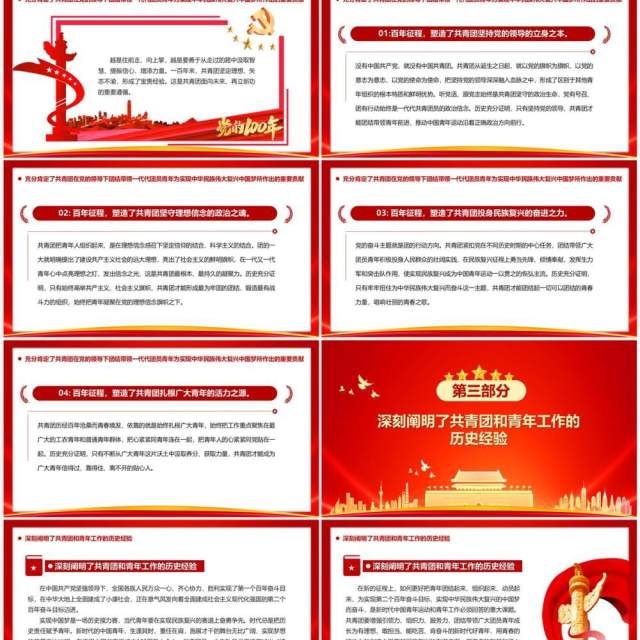 红色大气建团一百周年宣传PPT模板 红色大气建团一百周年宣传PPT模板